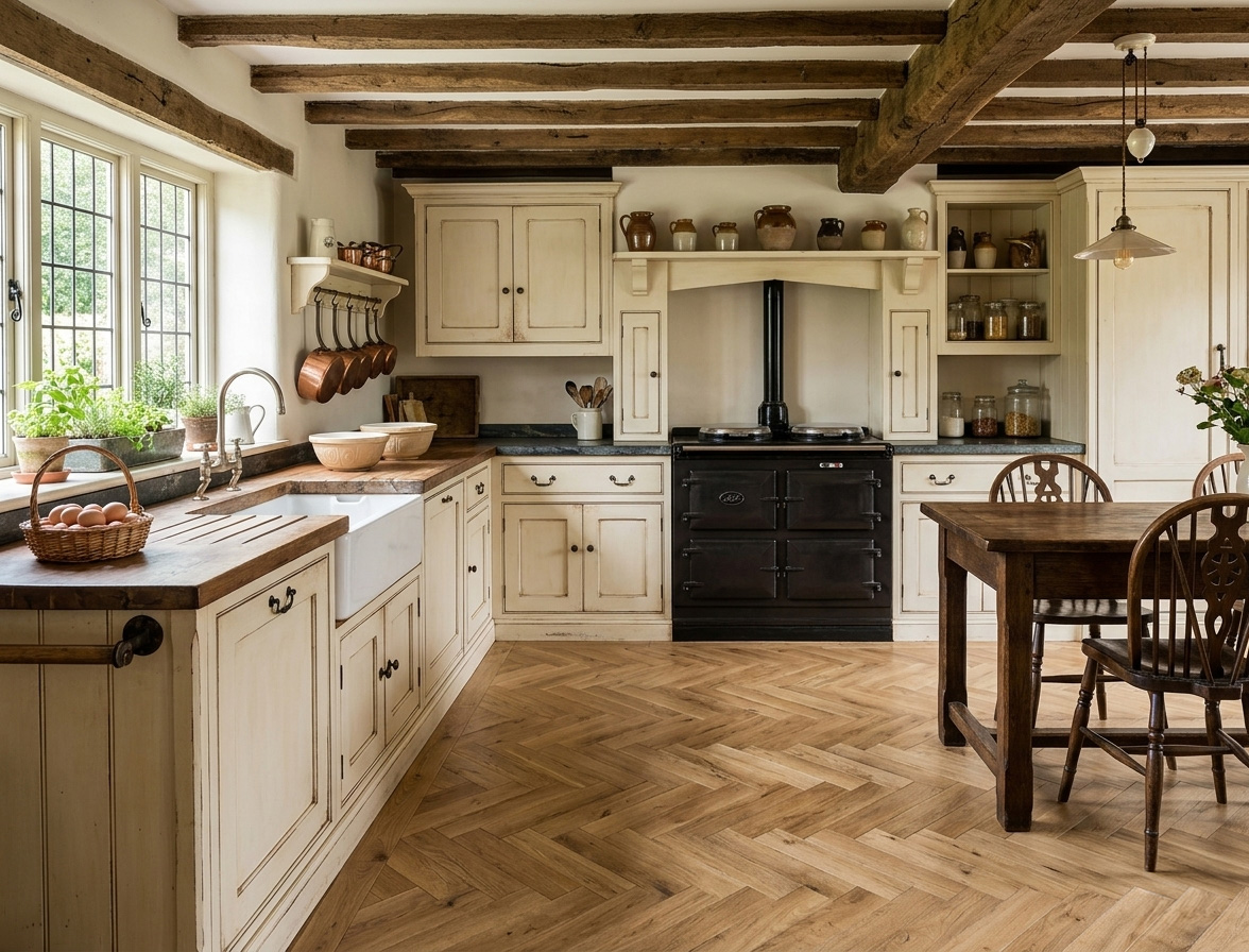 vidiecka kuchyna herringbone vinylovou podlahou spc nemo floor
